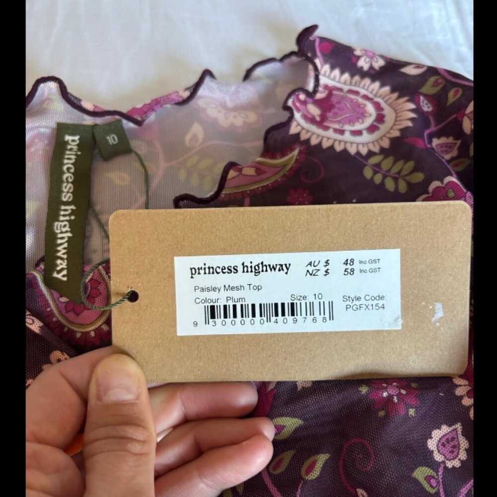 NWT Princess Highway mesh floral paisley top - Picture 3 of 3